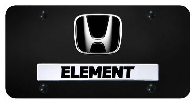 Dual Element License Plate - Chrome on Black