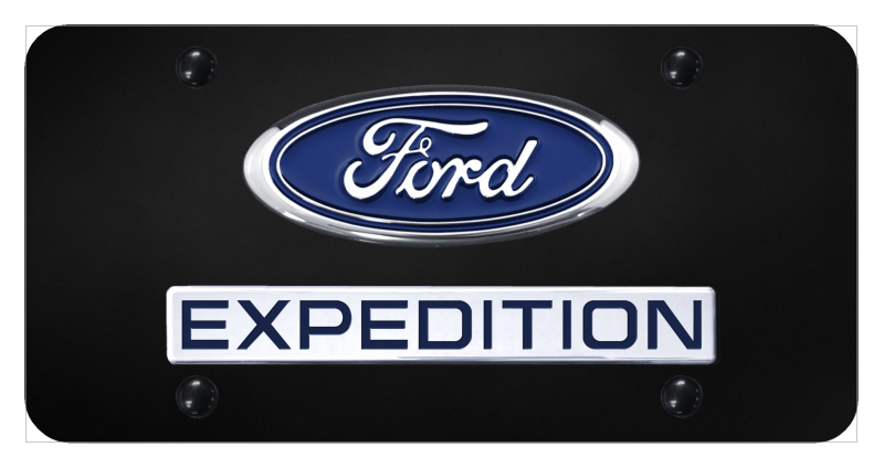 Dual Expedition License Plate - Chrome on Black
