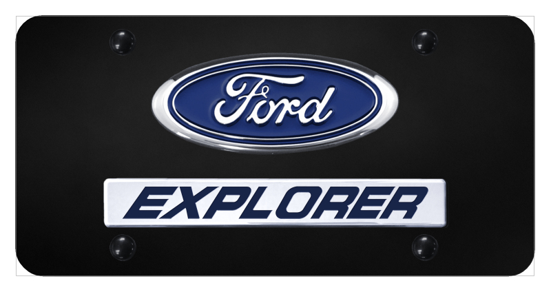 Dual Explorer License Plate - Chrome on Black