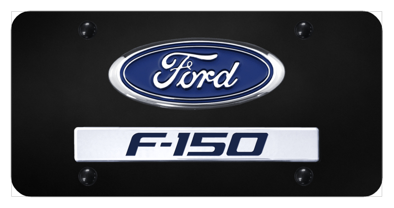 Dual F-150 License Plate - Chrome on Black