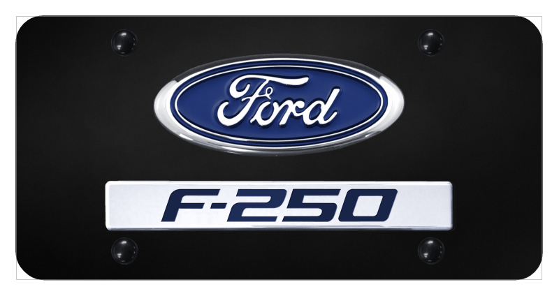 Dual F-250 License Plate - Chrome on Black
