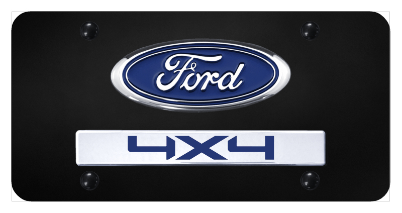 Dual Ford/4X4 License Plate - Chrome on Black