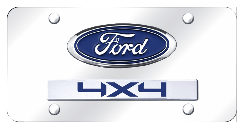 Dual Ford/4X4 License Plate - Chrome on Mirrored