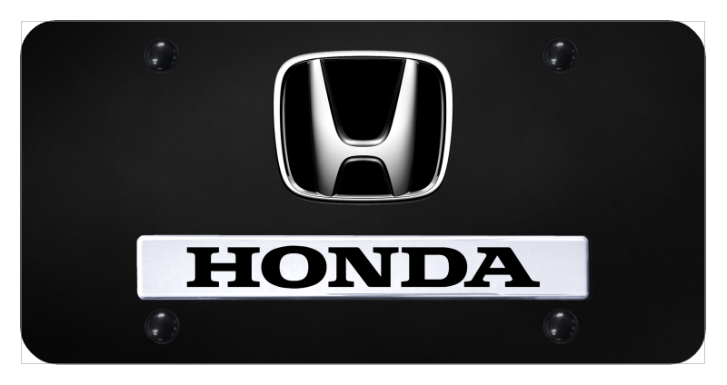 Dual Honda License Plate - Chrome on Black