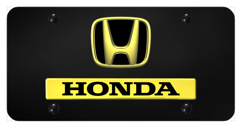 Dual Honda License Plate - Gold on Black