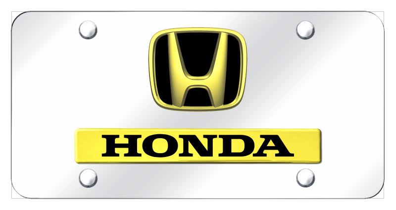 Dual Honda License Plate - Gold on Mirrored