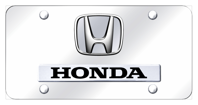 Dual Honda (No Fill) License Plate - Chrome on Mirrored