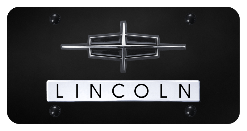 Dual Lincoln License Plate - Chrome on Black