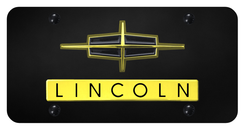Dual Lincoln License Plate - Gold on Black