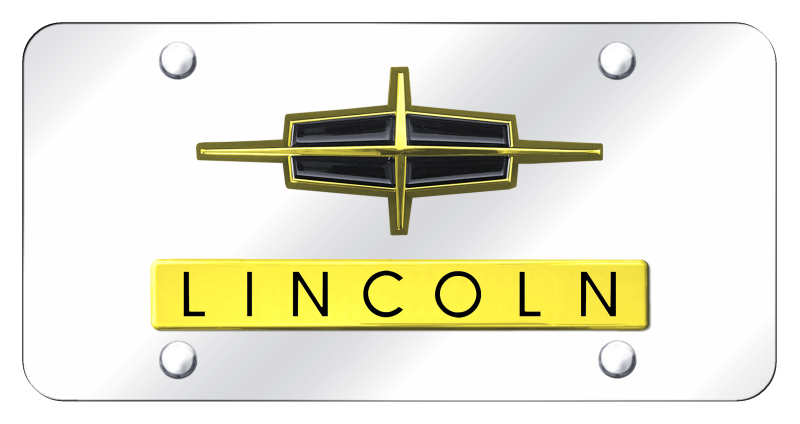Dual Lincoln License Plate - Gold on Mirrored