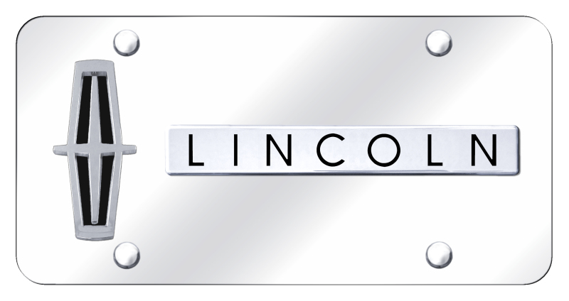 Dual Lincoln Vert. (Black Fill) Plate - Chrome on Mirrored