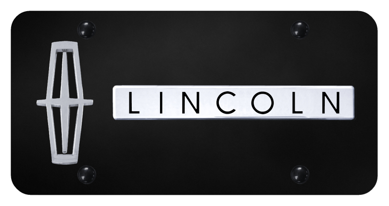 Dual Lincoln Verticle (Black Fill) Plate - Chrome on Black