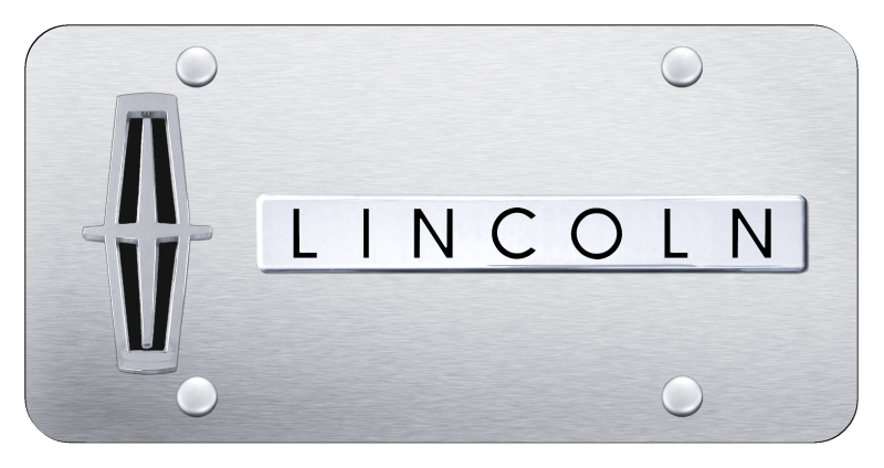 Dual Lincoln Verticle (Black Fill) Plate - Chrome on Brushed