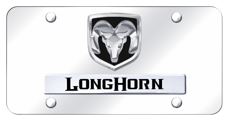 Dual Longhorn License Plate - Chrome on Mirrored