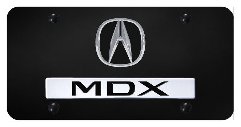 Dual MDX License Plate - Chrome on Black