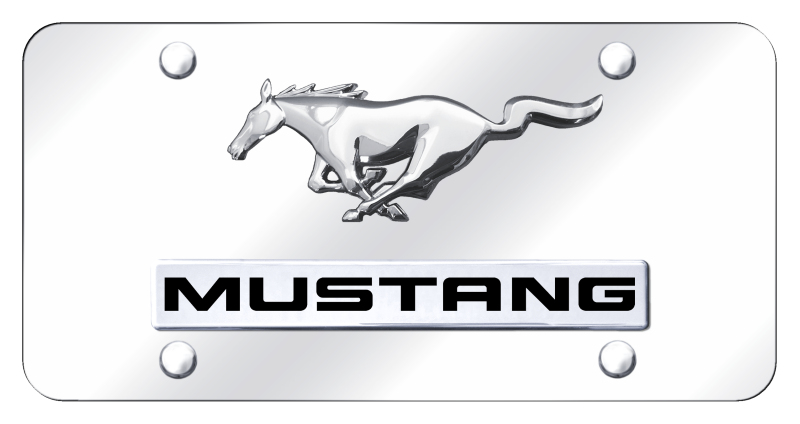 Dual Mustang License Plate - Chrome on Mirrored
