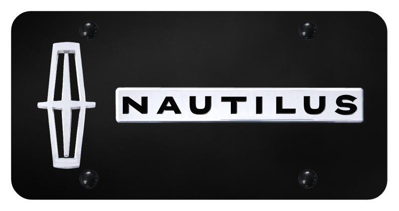 Dual Nautilus (Verticle/Black Fill) Plate - Chrome on Black
