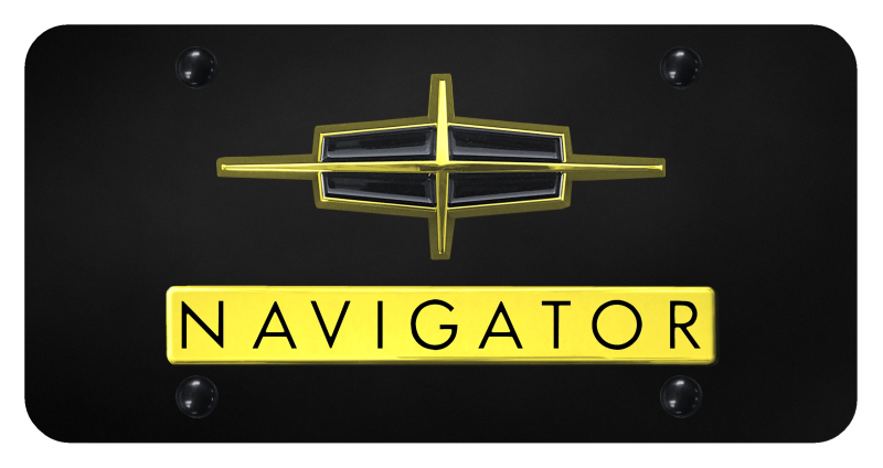 Dual Navigator License Plate - Gold on Black