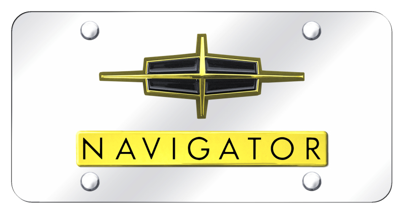 Dual Navigator License Plate - Gold on Mirrored