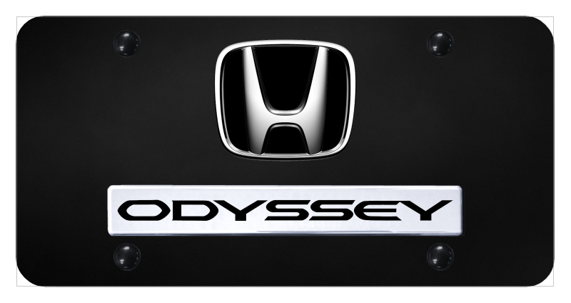 Dual Odyssey License Plate - Chrome on Black
