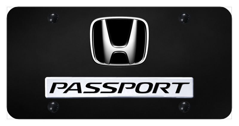 Dual Passport License Plate - Chrome on Black