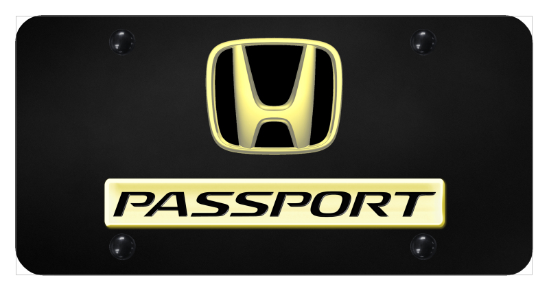 Dual Passport License Plate - Gold on Black