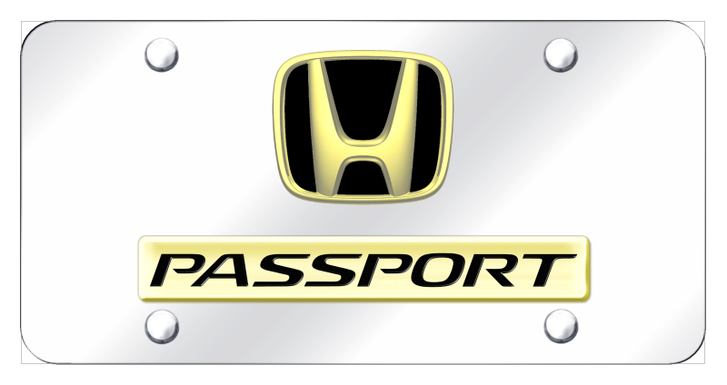 Dual Passport License Plate - Gold on Mirrored
