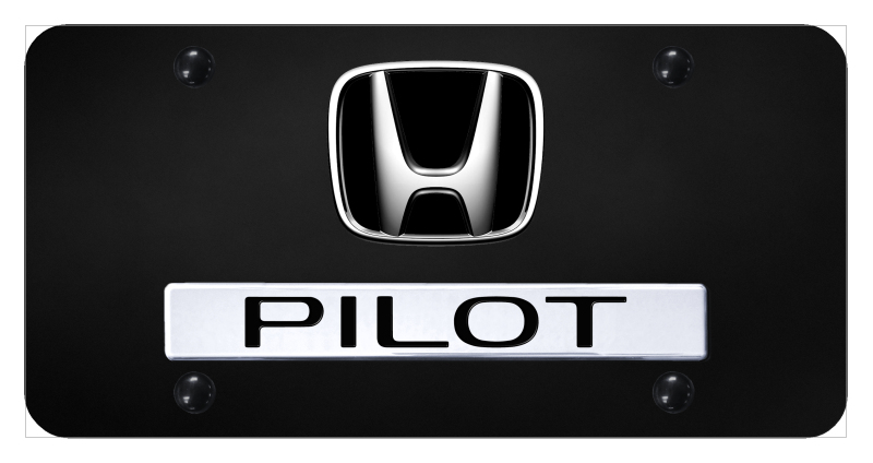 Dual Pilot License Plate - Chrome on Black