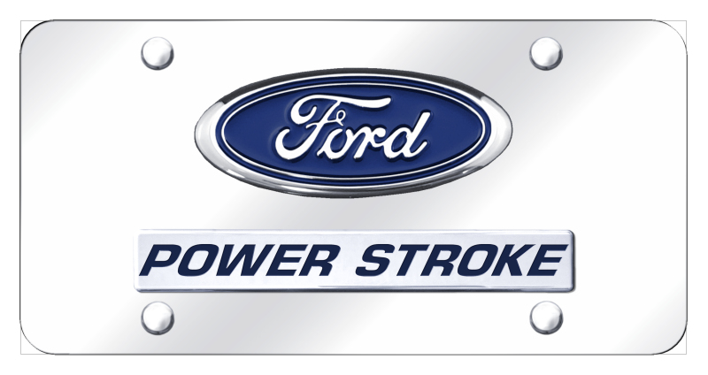 Dual Powerstroke License Plate - Chrome on Mirrored