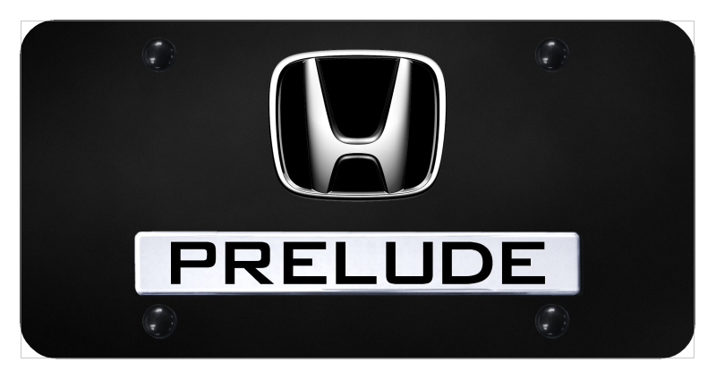 Dual Prelude License Plate - Chrome on Black