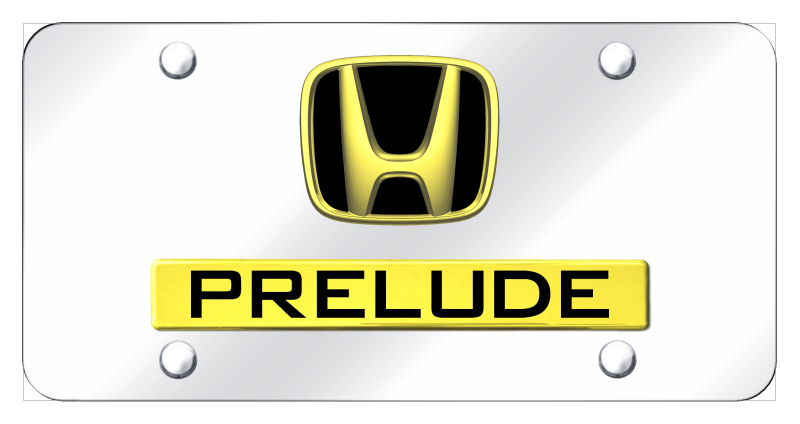 Dual Prelude License Plate - Gold on Mirrored