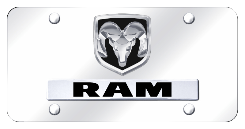 Dual Ram OEM License Plate - Chrome on Mirrored