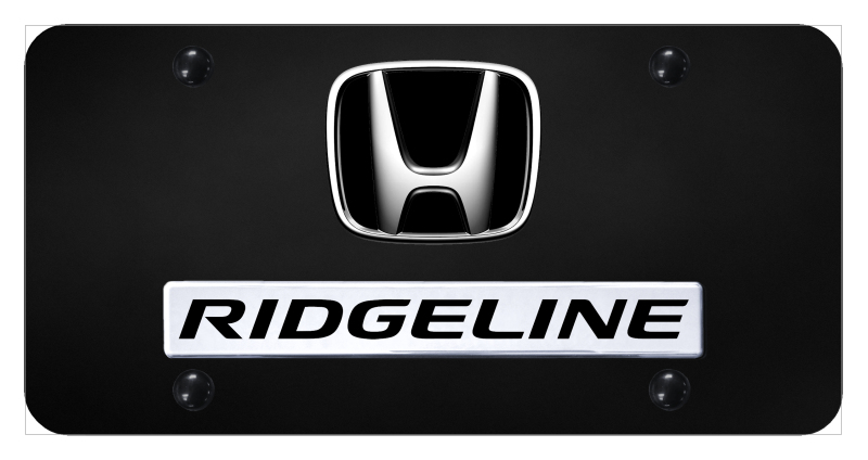 Dual Ridgeline License Plate - Chrome on Black
