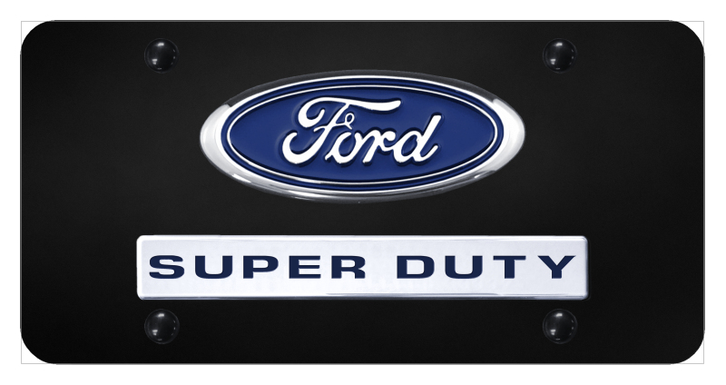 Dual Super Duty License Plate - Chrome on Black