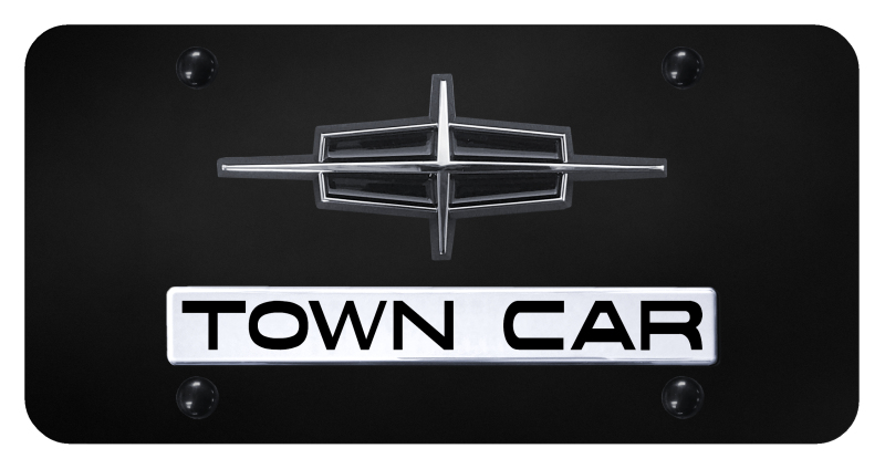 Dual Town Car License Plate - Chrome on Black