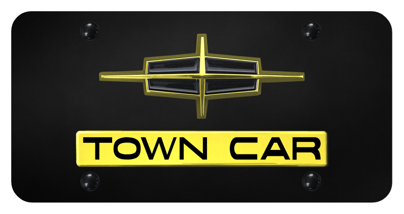 Dual Town Car License Plate - Gold on Black