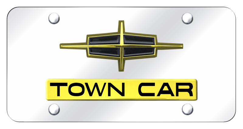 Dual Town Car License Plate - Gold on Mirrored