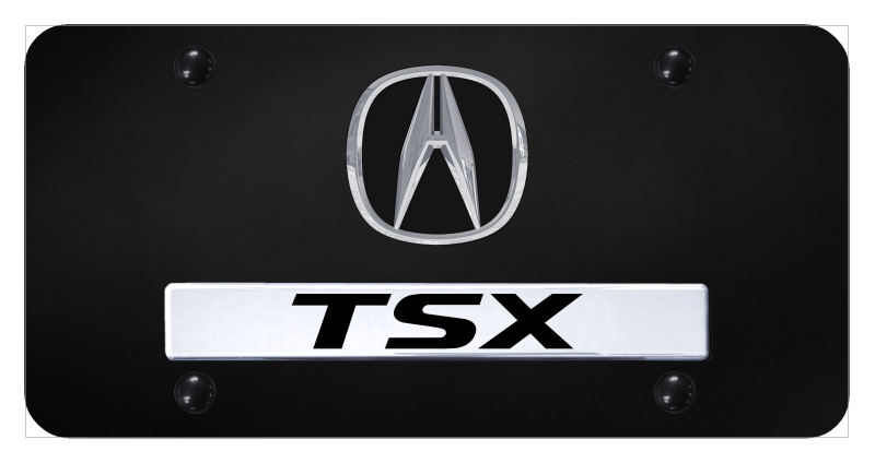 Dual TSX License Plate - Chrome on Black