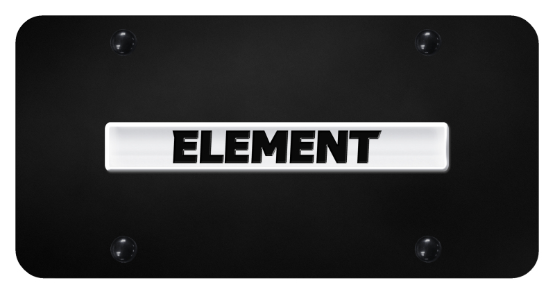 Element Name License Plate - Chrome on Black