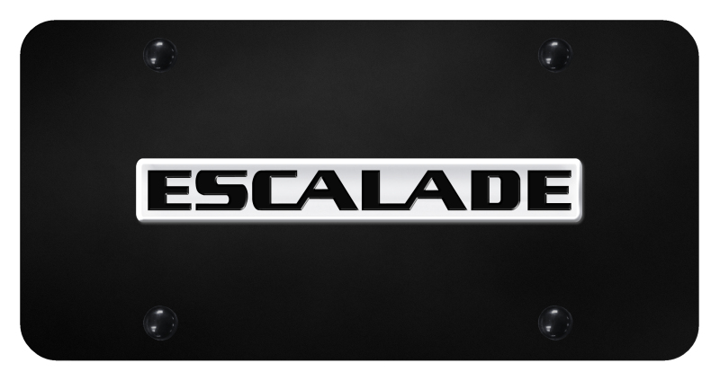 Escalade Name License Plate - Chrome on Black