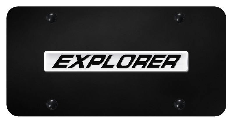 Explorer Name License Plate - Chrome on Black