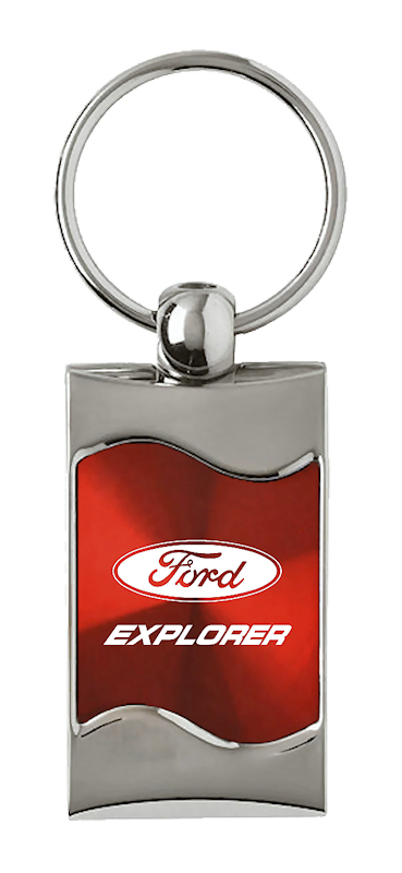 Explorer Rectangular Wave Key Fob - Red