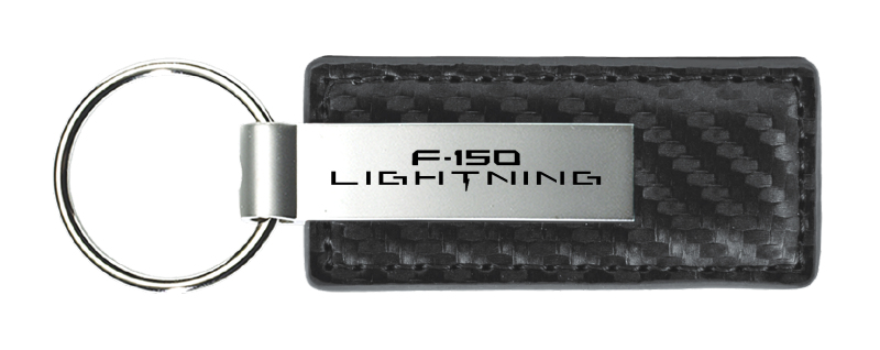 F-150 Lightning Carbon Fiber Leather Key Fob - Gun Metal