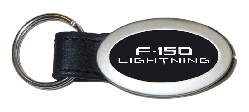 F-150 Lightning Oval Leather Key Fob - Black