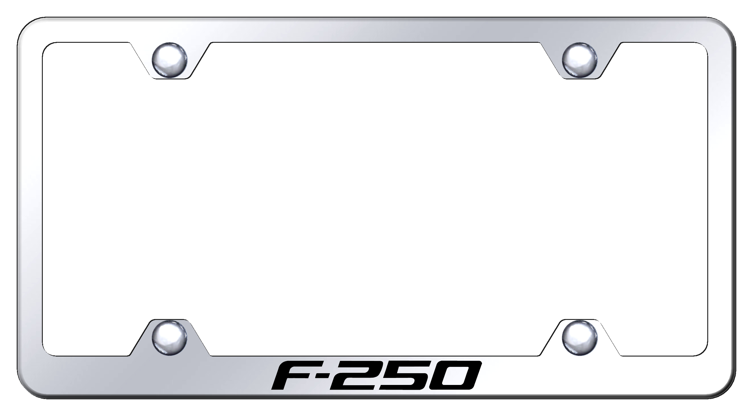 Ford F250 Laser Etched Stainless Steel Wide License Plate Frame - Finish:Mirror