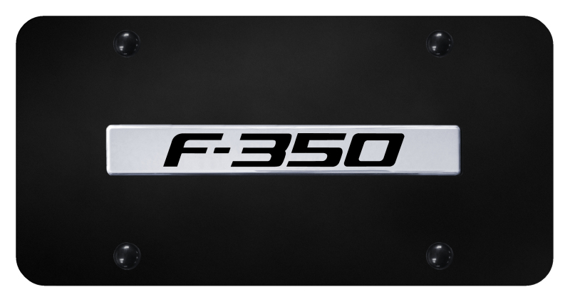 F-350 License Plate - Chrome on Black