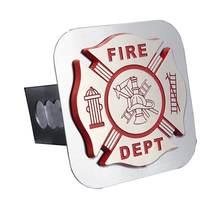 Fire Department Logo Class II Trailer Hitch Plug - Mirrored