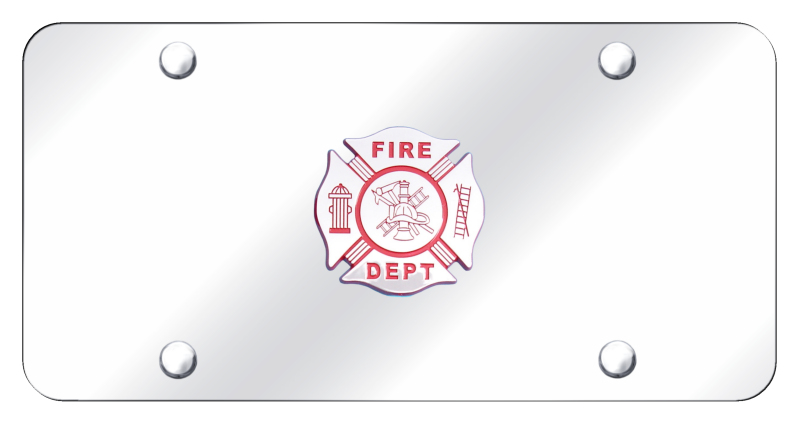Fire Department Logo License Plate - Chrome on Mirrored