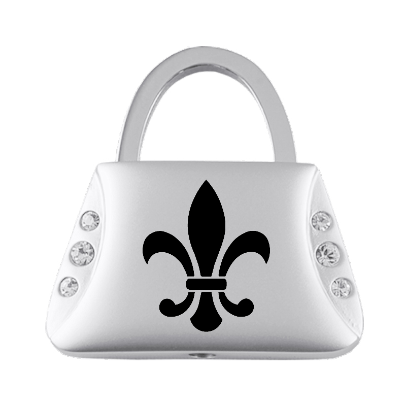 Fleur-De-Lis Jeweled Purse Key Fob - Silver
