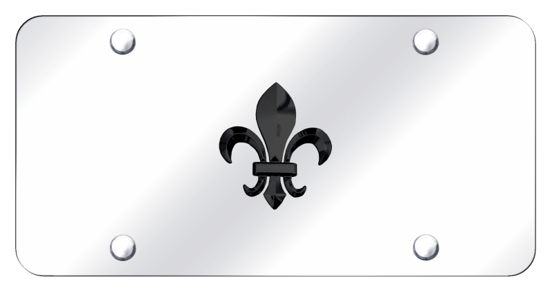 Fleur-De-Lis License Plate - Black Pearl on Mirrored